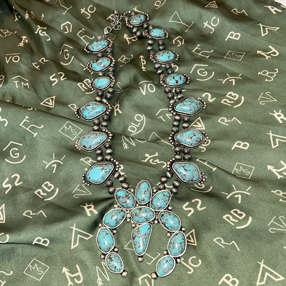 Faux Turquoise Squash Blossom